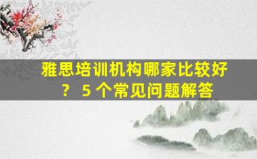 雅思培训机构哪家比较好？ 5 个常见问题解答